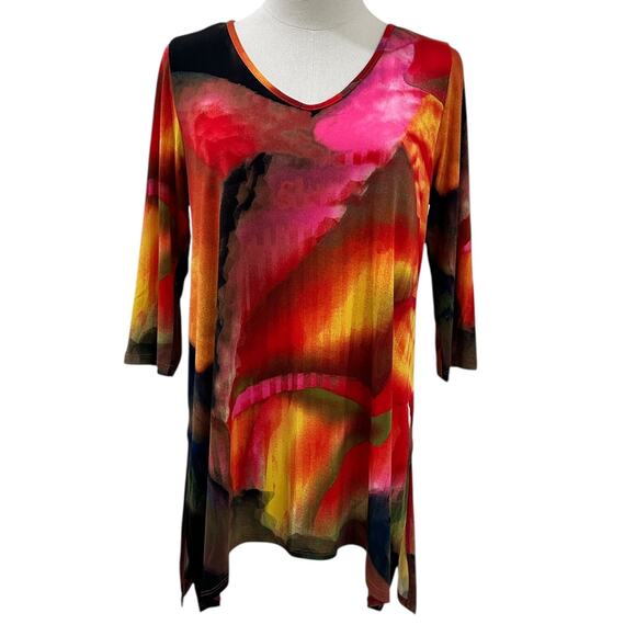 Clara Sun Woo Abstract Watercolor Grid Angle Tunic - Picture 6 of 7